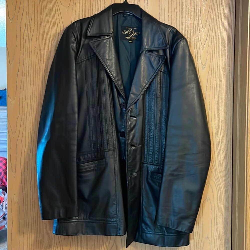 Vintage Mens leather dress jacket 44T tall